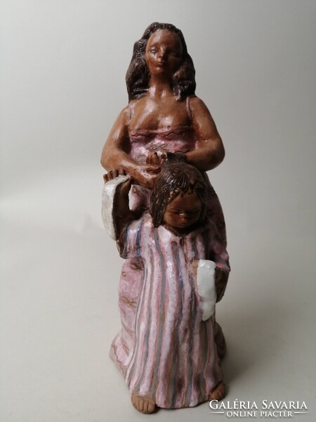 ENDRŐ MARGIT /1899-1986/ - ANYA ÉS LÁNYA KERÁMIA SZOBOR