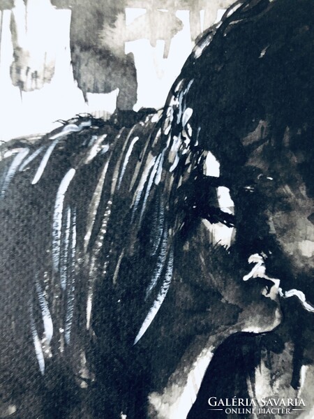 The Kiss  art by Konrad Biro. 25x35 cm tus festmény. Alacsony induló árral! Egy hét-egy esély!