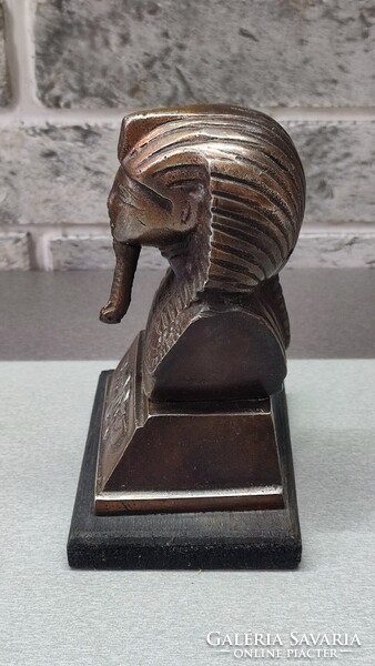 Tutanhamon fáraó bronz mellszobor / asztaldísz (13,5 cm, hibátlan)