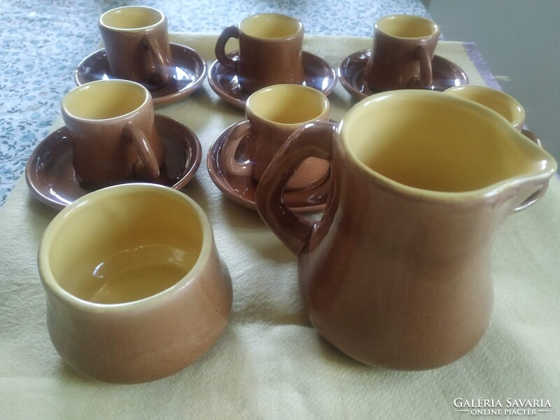 6 személyes hibátlan kávés készlet Zala Tófeji kerámia, retró