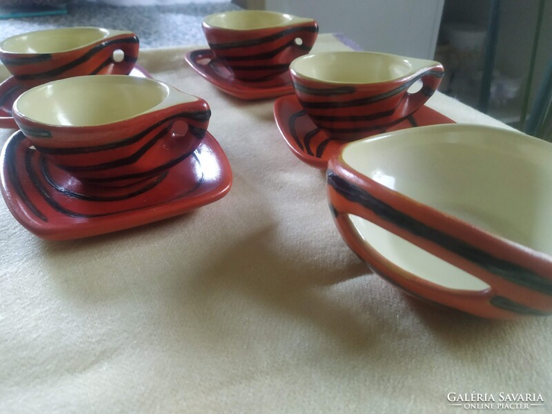 4 személyes iparművészeti kávés készlet, hibátlan