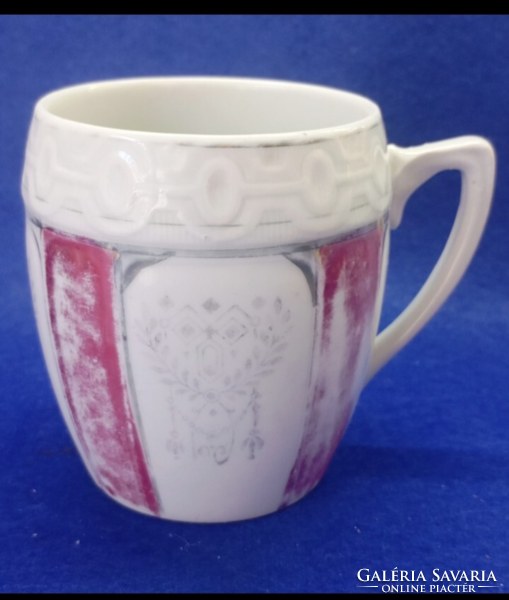 Német szecessziós ,lüsztermázas ,ezüstözött porcelán bögre 1929 körül