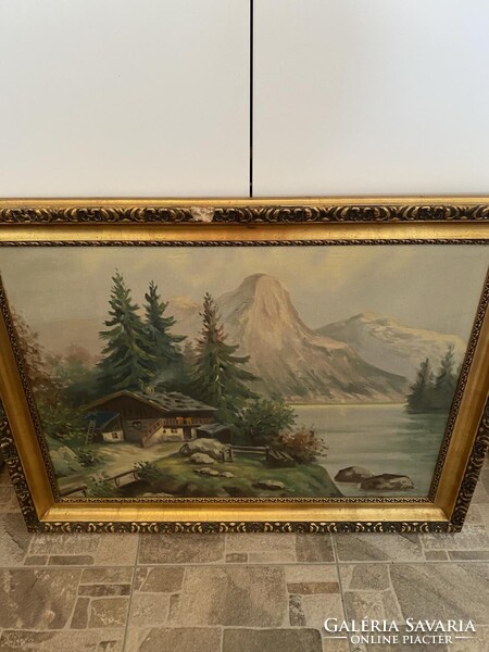 Olajfestmény : Tábori a festő tájkép