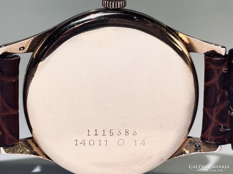 Gyűjteményből hibátlan Arany 14 K Doxa, gyári doboz, Hírsh szíj pontos 36 mm k.n. netto 8.5 gr arany
