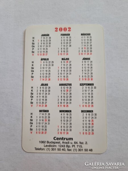 CENTRUMPÁRT 2002. évi kártyanaptár - Kupa Mihály elnök