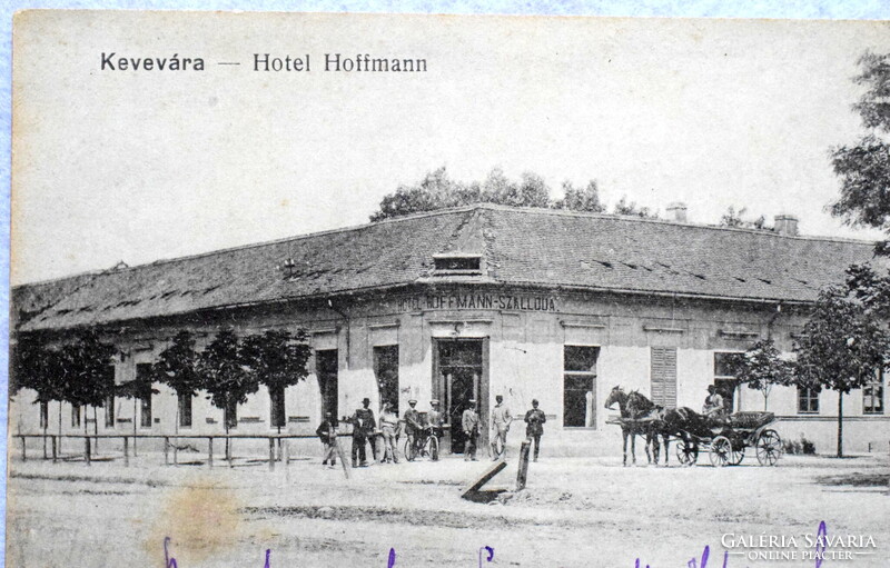 Kevevára (Dél-Bánság) - Hoffmann szálloda - antik  fotó képeslap 1919