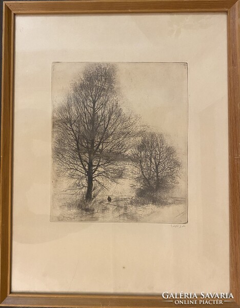 László Gyula rézkarc