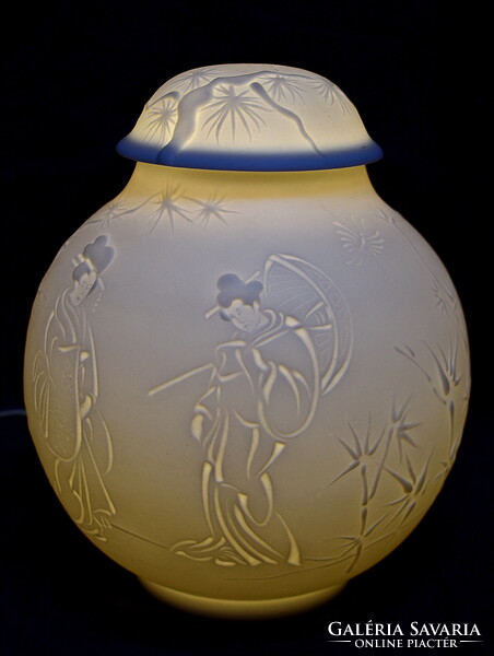 RITKASÁG ! JAPÁN MINTÁS HERENDI PORCELÁN GÖMB LÁMPA