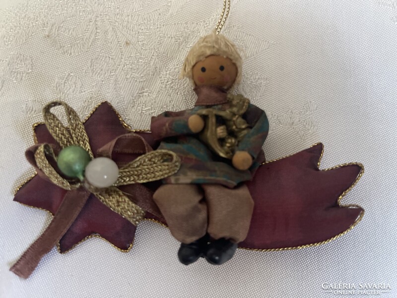 Gyönyörű régi selyem kézműves karácsonyfa dísz.