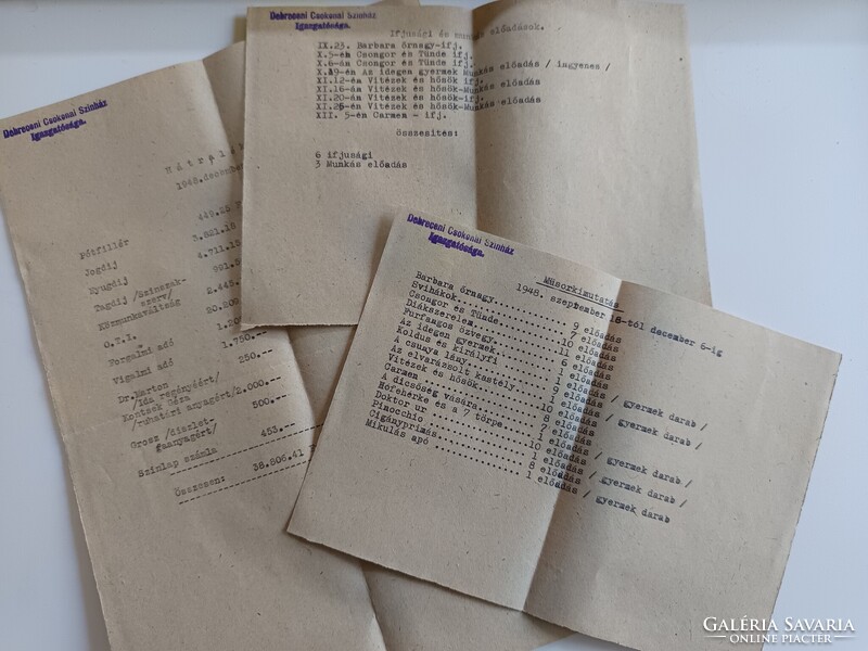 Vidéki színházak államosítása - Debrecen Csokonai Színház bizalmas jelentések 1949.