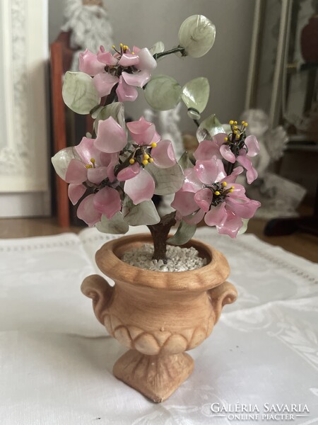 Nagyon szép Keleti üveg virág kerámia kaspóban