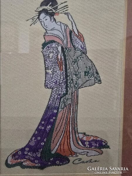 Selyem kép- 2 db , Gésa