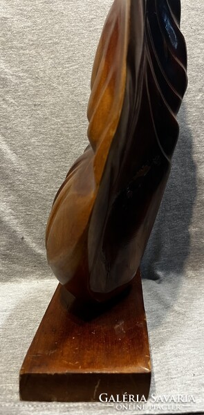 Nagyméretű régi  art deco fa szobor ! Anya gyermekével .