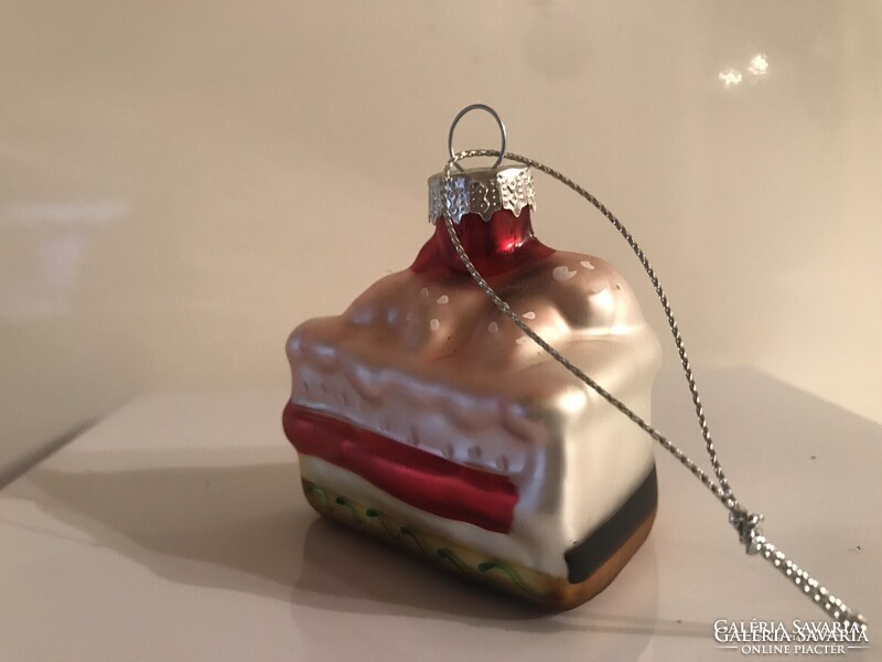 KARÁCSONYFADÍSZ - TORTA - ÜVEG - 6 x 5 x 5 cm - VASTAG - HOLLAND - HIBÁTLAN