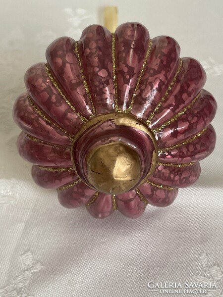 Régi nagy lilás üveg karácsonyfa dísz különleges darab.