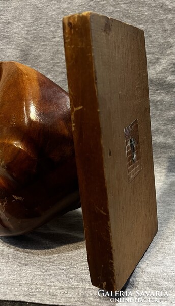 Nagyméretű régi  art deco fa szobor ! Anya gyermekével .