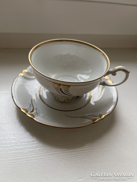 Antik nagyon vékony nagyon finoman kidolgozott teás csésze tányér.