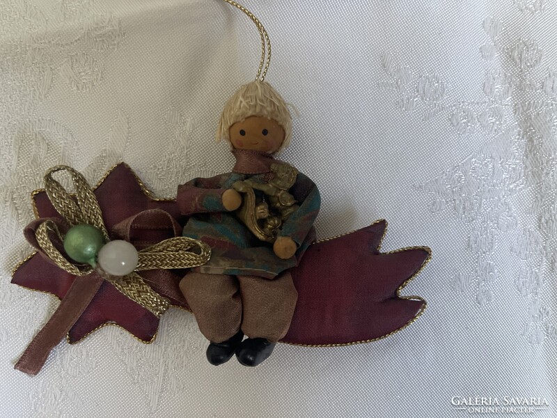 Gyönyörű régi selyem kézműves karácsonyfa dísz.