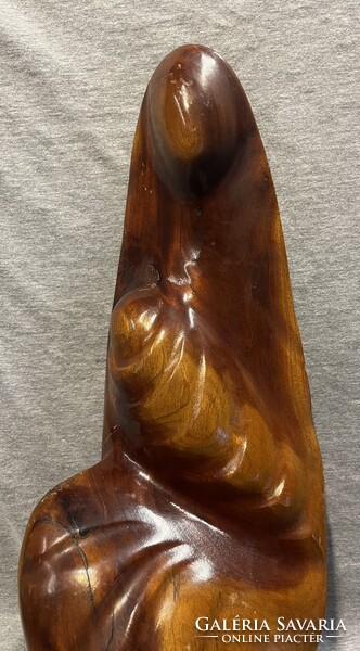 Nagyméretű régi  art deco fa szobor ! Anya gyermekével .