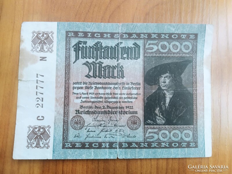 Németország, 5000 Márka,Fünftausend Mark, 1922