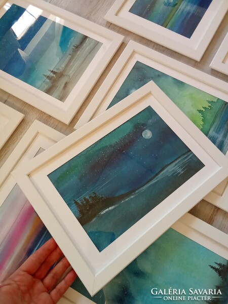 8 db új keretezessel grafika,akvarell