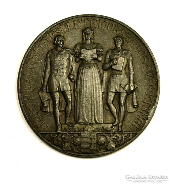 Gács Lajos (1905-1981)" Magyar Dalos Egyesületek Országos Szövetsége " 1942 plakett - érem