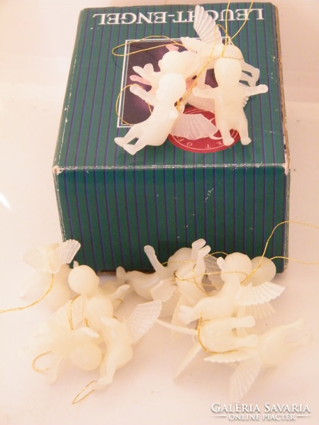 Sötétben világító, foszforeszkáló kis angyal figura karácsonyfadíszek 15 db