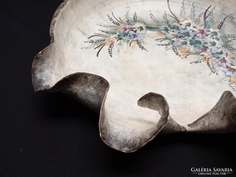 Művészi szignált porcelán tál 37 cm
