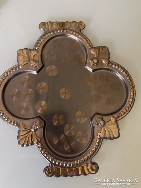 Különleges Art Deco két színű fém tálca.