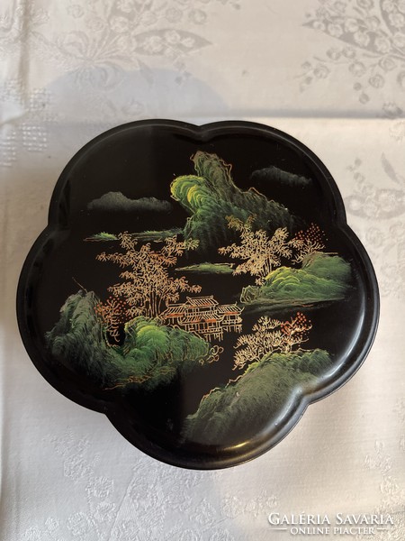 Nagyon szép virág alakú lakk fa kézzel festett ékszertartó