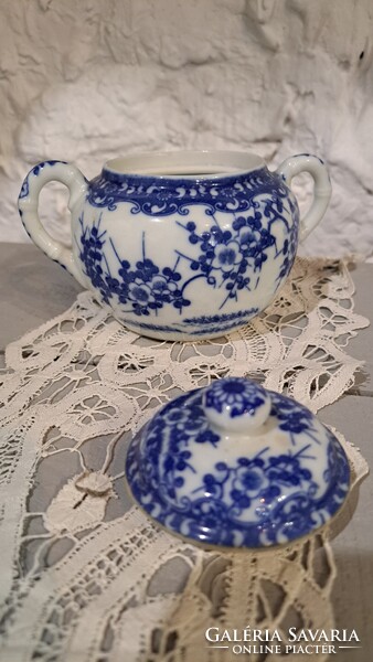 Japán cseresznyevirágos porcelán cukortartó