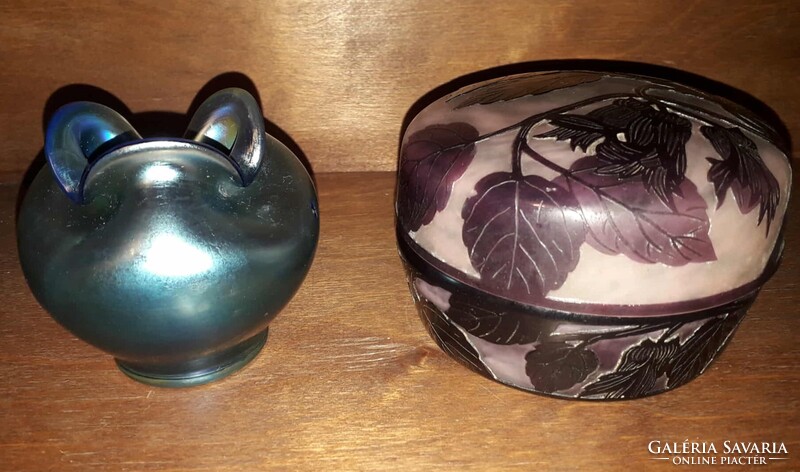 Steuben Glass / Kék Aurene / üveg váza / U.S.A.