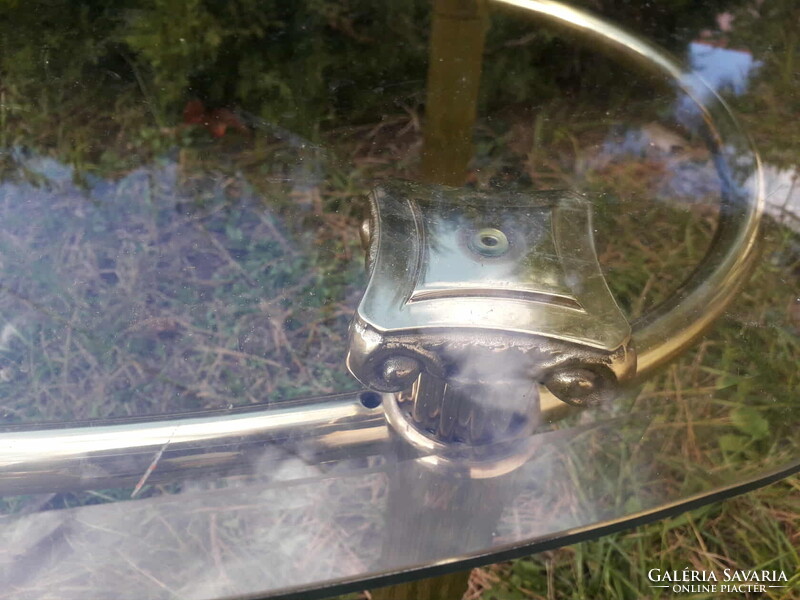 Hollywood Regency stíl asztal / Réz- üveg.