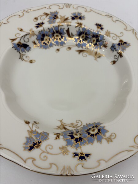 Zsolnay búzavirág mintás lapos és mély porcelán tányér