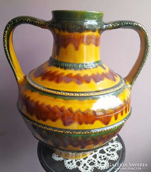 IngyenesPosta!RITKA! Busi Lajos Mezőtúr hatalmas padlóváza kétfülű korsó