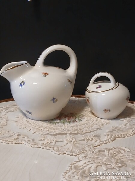 Art deco Kispesti gránit kiöntő cukortartó