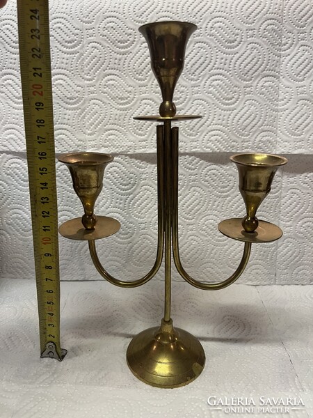 Háromágú réz gyertyatartó