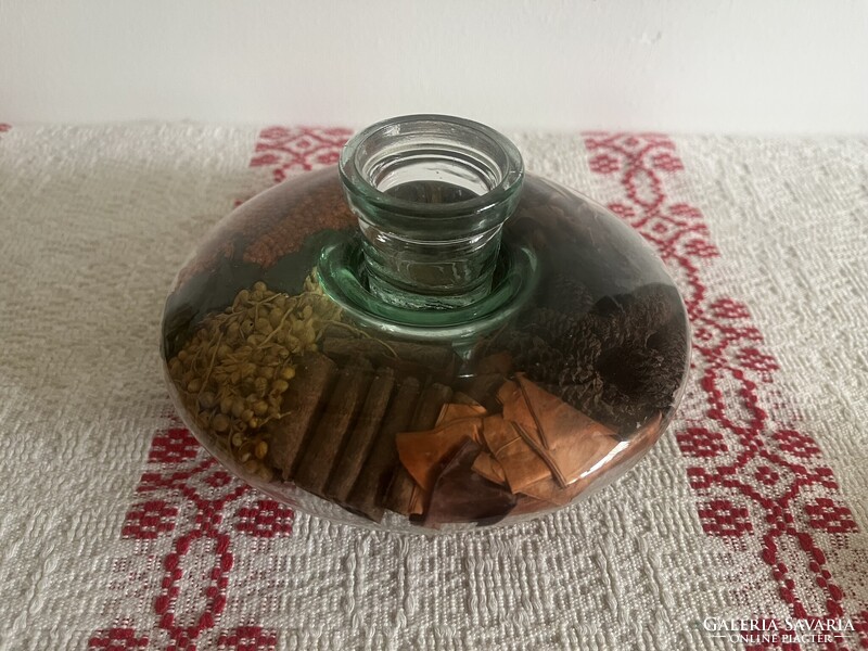 Retro üveg  gyertyatartó