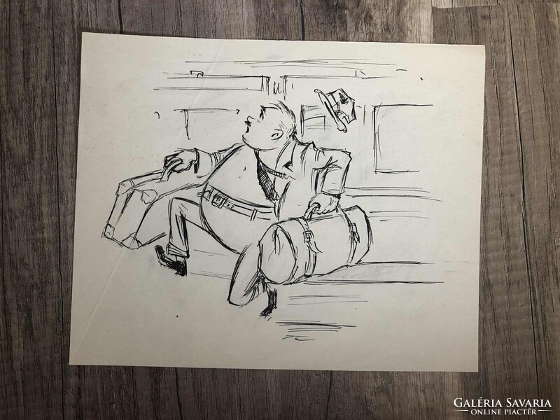 Egri László grafika - Utazó