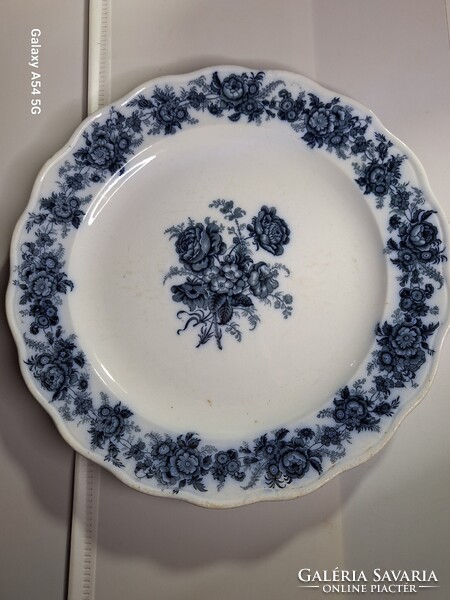 Antik XIX.századi B.W.M.& Co. hatalmas 30 cm átmérőjű cauldon kék táltál