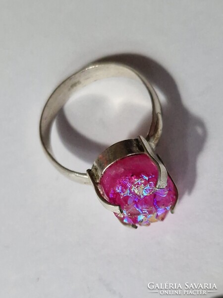 Ezüst Gyűrű rózsaszín kővel