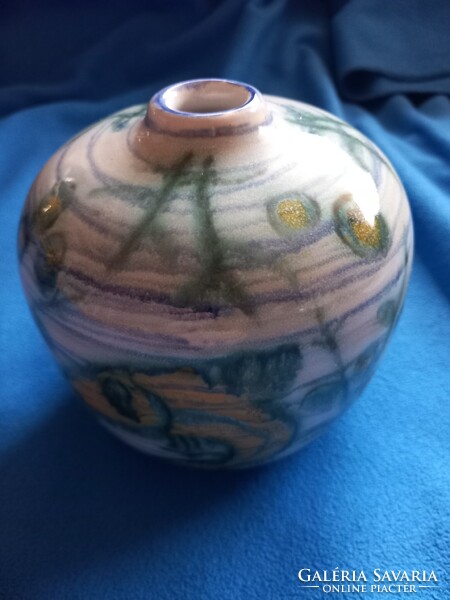 GORKA GÉZA- ZSOLNAY RENDKÍVÜL RITKA GYŰJTŐI HIBÁTLAN VÁZA  3 HAL MOTÍVUM