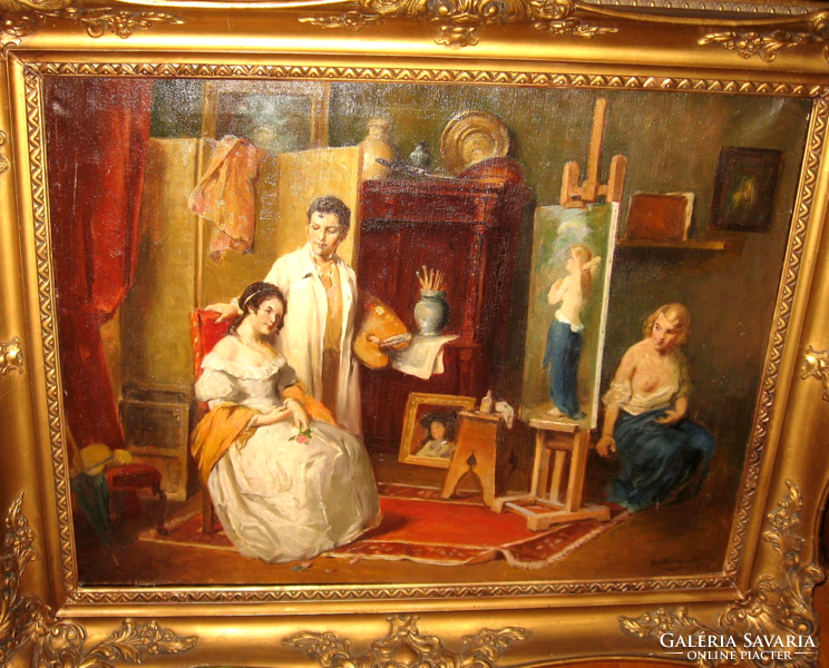 GARANTÁLTAN EREDETI CSODÁS ROTTMANN MOZART /1874-/ :  A FESTŐ ÉS A MODELL