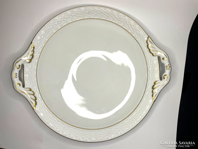 Herendi fehér arany füles süteményes kínáló tál