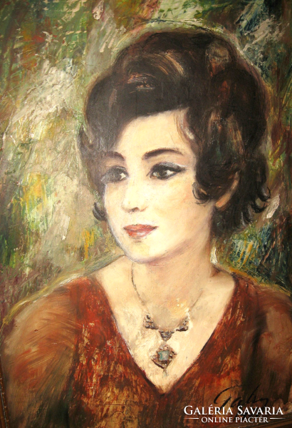 CSODÁS JELZETT NŐI PORTRÉ NYAKLÁNCCAL AZ 1970-es évekből
