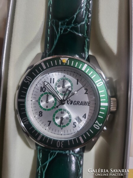 Grawe cég promóciós óra! Bör szíjjal. Ajándék dobozban.