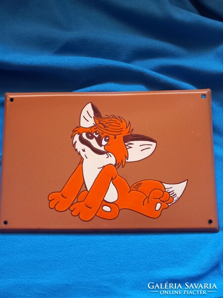VUK a kisróka mesefigurás Retro zomànctàbla Tűzzománc Tábla Ritka!!!