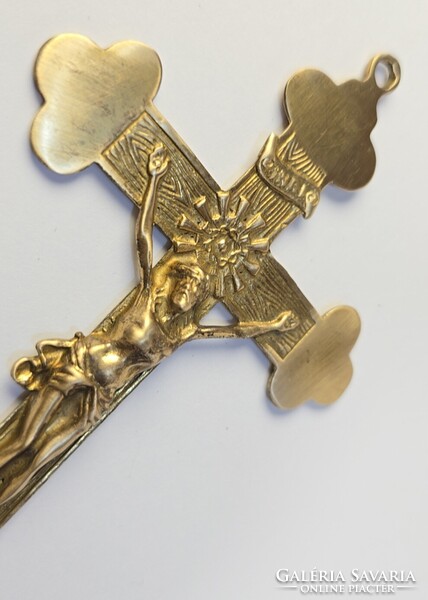 Vintage/régi katolikus aranyozott réz kereszt / feszület