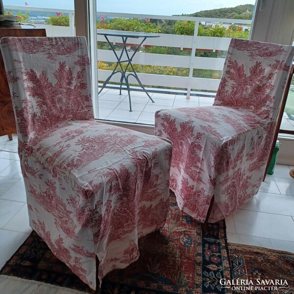 Francia vidéki stílusú toile-vászon székhuzatok és párna