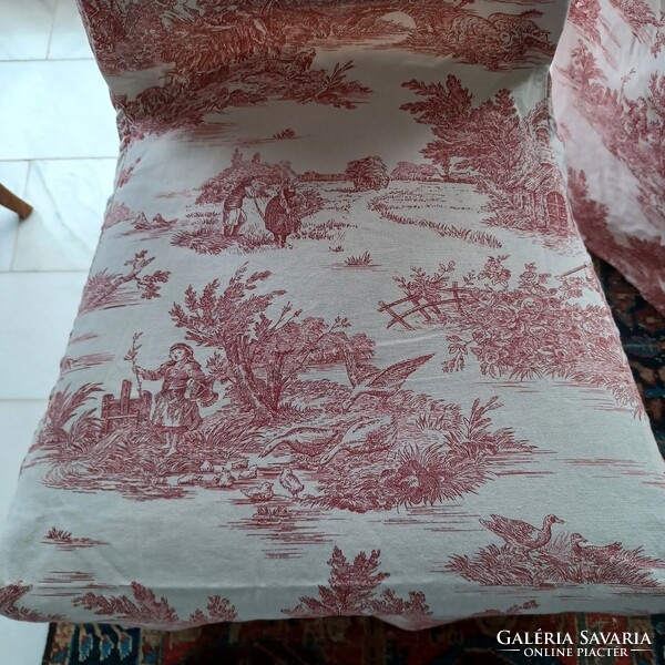 Francia vidéki stílusú toile-vászon székhuzatok és párna